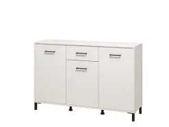 Credenza Bianco Nero 3 Ripiani un Cassetto 138x40x90h cm, 3 Ante - Laerru