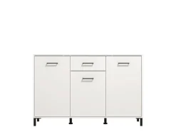 Credenza Bianco Nero 3 Ripiani un Cassetto 138x40x90h cm, 3 Ante - Laerru