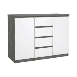 Credenza cemento e bianco lucida 138x42x86h cm 3 ante - Dolphin