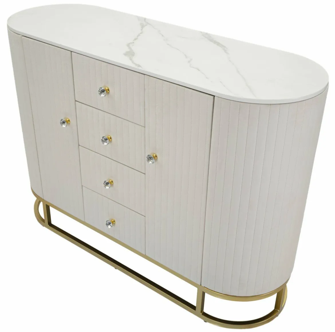 Credenza crema e bianca 120x40x85h cm 2 ante e 4 cassetti - Lodovico