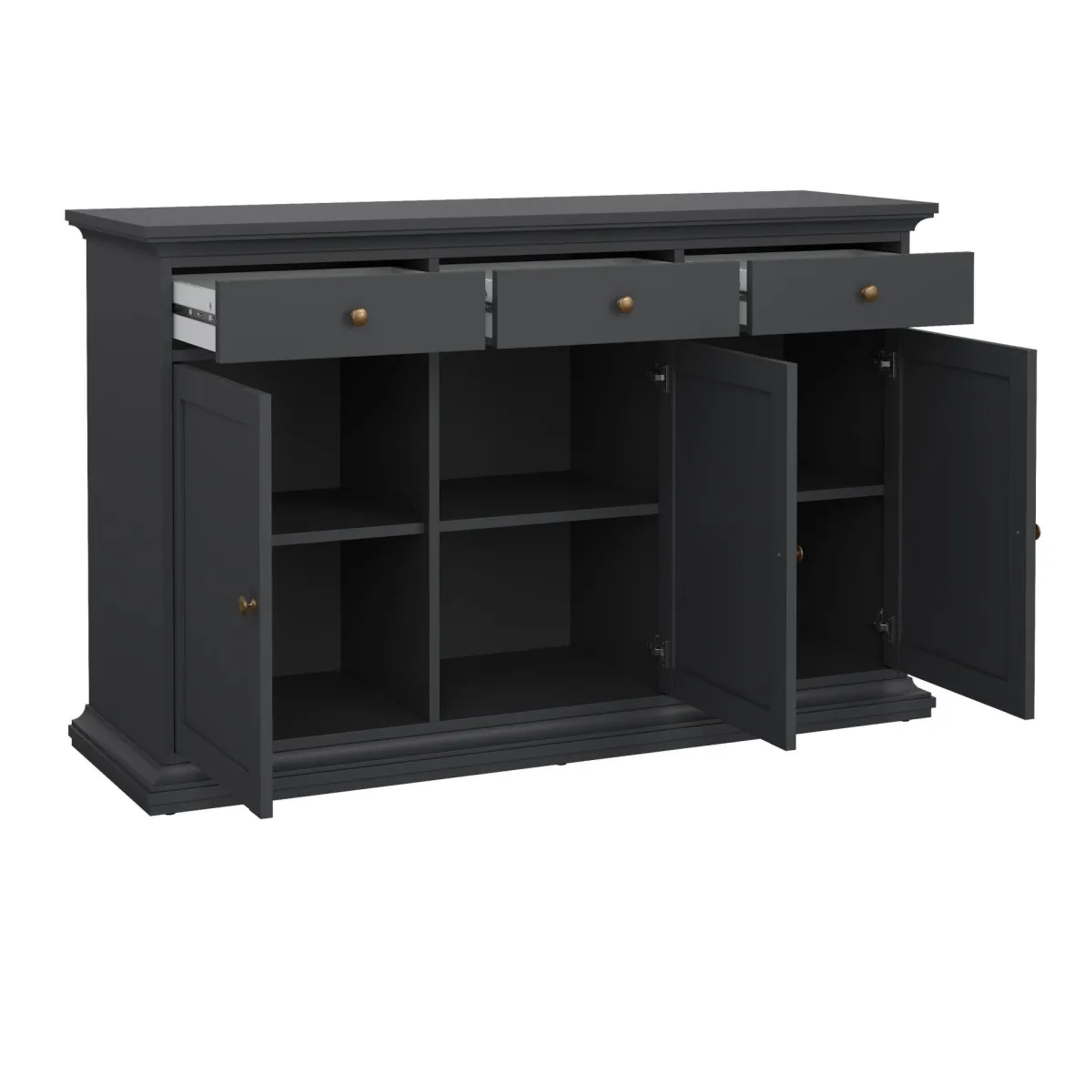 Credenza grigia 143x46x91h cm 3 ante e 3 cassetti - Asola