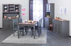 Credenza Grigio 3 Cassetti 2 Ripiani 131x45x86h cm, Apertura Battente - Silius