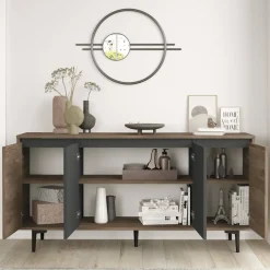 Credenza marrone e antracite 60x35x85h cm 2 ante - Phailin
