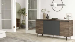 Credenza marrone e antracite 60x35x85h cm 2 ante - Phailin