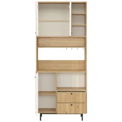 Credenza Marrone Rovere Bianco 3 Ripiani 6 Vani 180x40x81h cm, 4 Ante - Coste