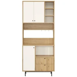 Credenza Marrone Rovere Bianco 3 Ripiani 6 Vani 180x40x81h cm, 4 Ante - Coste