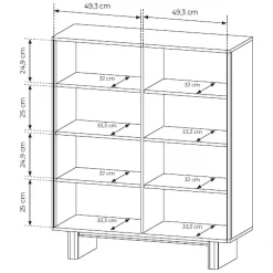 Credenza Marrone Rovere 4 Ripiani Apertura Battente 200x38x80h cm, 4 Ante - Hamomole