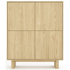 Credenza Marrone Rovere 4 Ripiani Apertura Battente 200x38x80h cm, 4 Ante - Hamomole