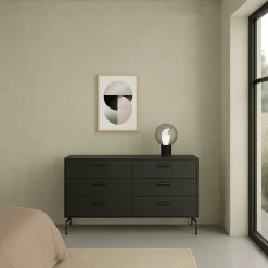 Credenza nera 140x40x81h cm 8 cassetti - Phethai