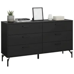 Credenza nera 140x40x81h cm 8 cassetti - Phethai
