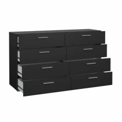 Credenza nera 140x40x82h cm 8 cassetti - Aligon