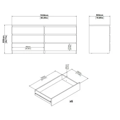 Credenza nera 153x50x68h cm 6 cassetti - Joyce