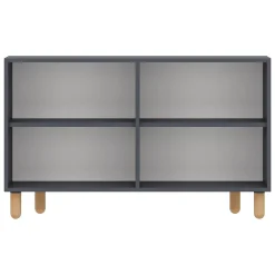Credenza Nero Antracite Marrone Rovere 2 Ripiani 4 Ante 120x30x74h cm, 4 Vani - Venerina