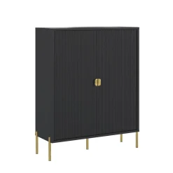 Credenza Nero oro Cassetti 4 Ripiani 203x49x83h cm, Apertura Battente - Viale