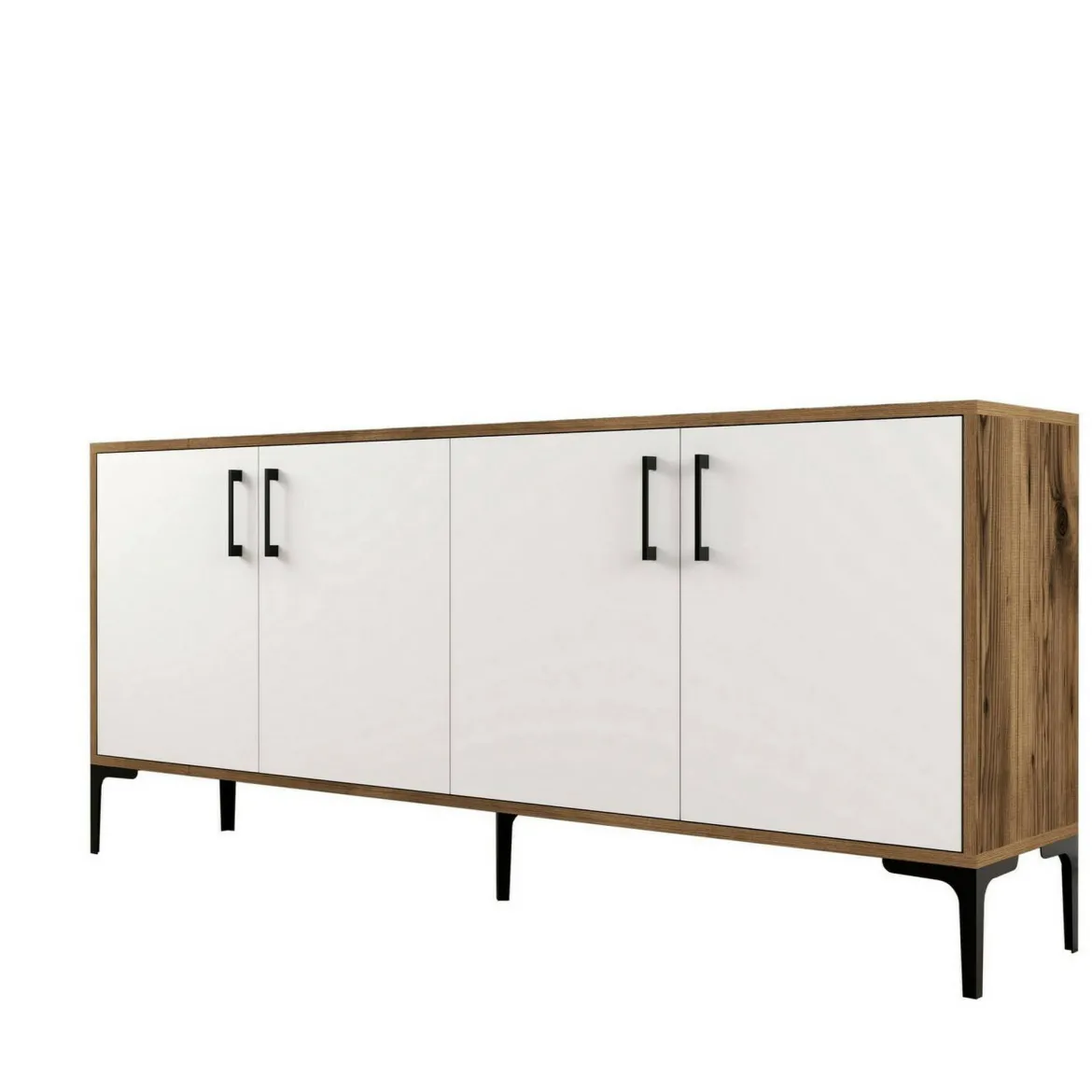 Credenza noce e bianca 180x35x78h cm 4 ante - Agape