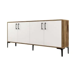 Credenza noce e bianca 180x35x78h cm 4 ante - Agape