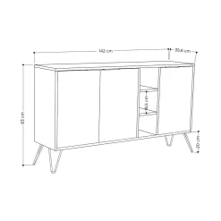 Credenza quercia 142x35x83h cm 3 ante - Alin