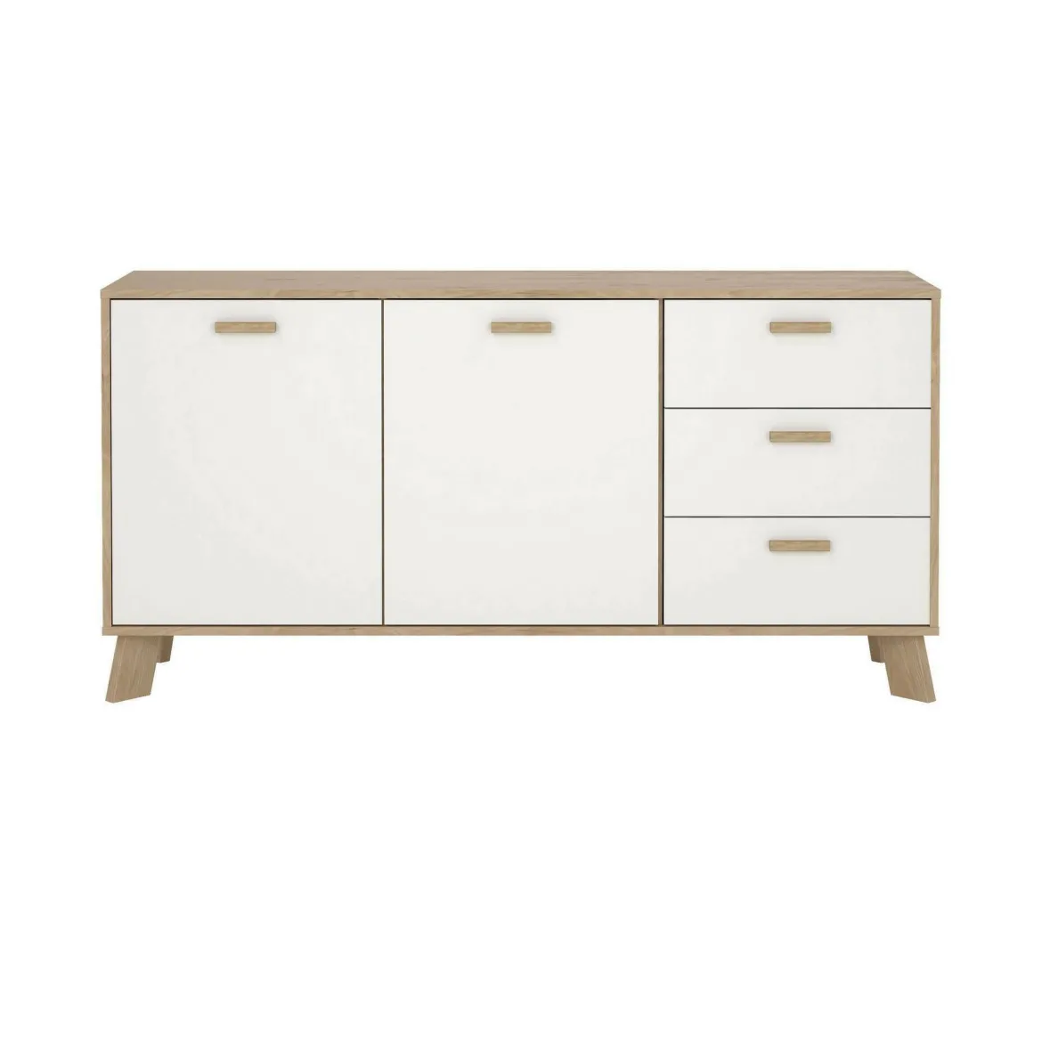 Credenza rovere e bianca 147x39x73h cm 2 ante e 3 cassetti - Pepito