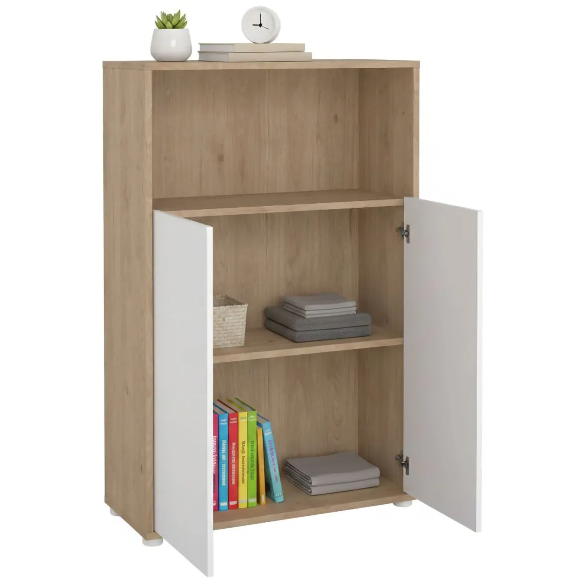 Credenza rovere e bianca 98x39x73h cm 2 ante e 1 cassetto - Tulo