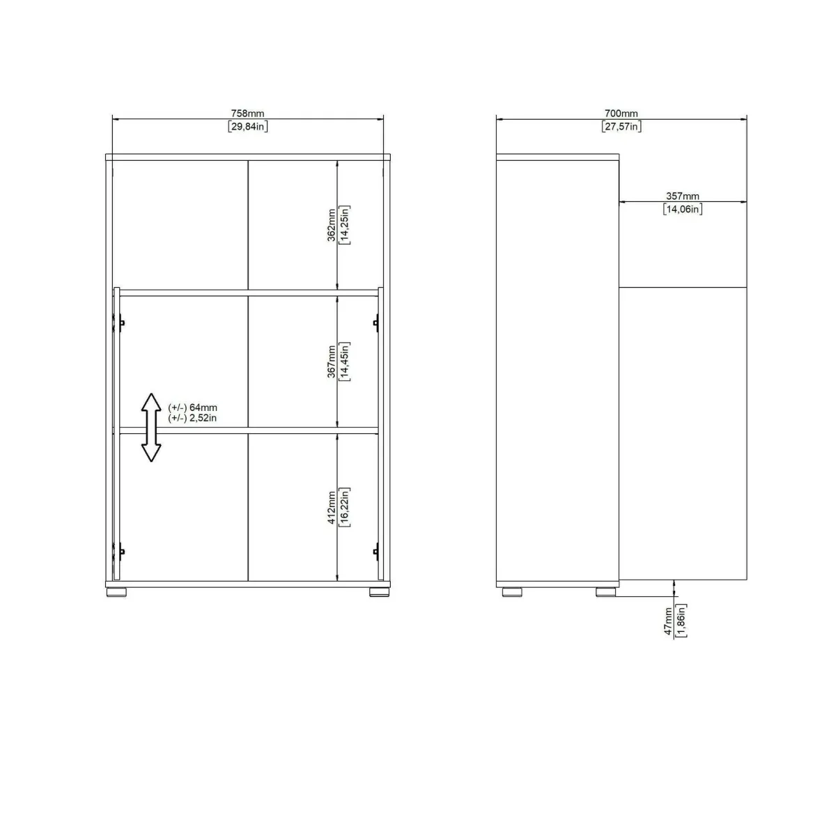 Credenza rovere e bianca 98x39x73h cm 2 ante e 1 cassetto - Tulo
