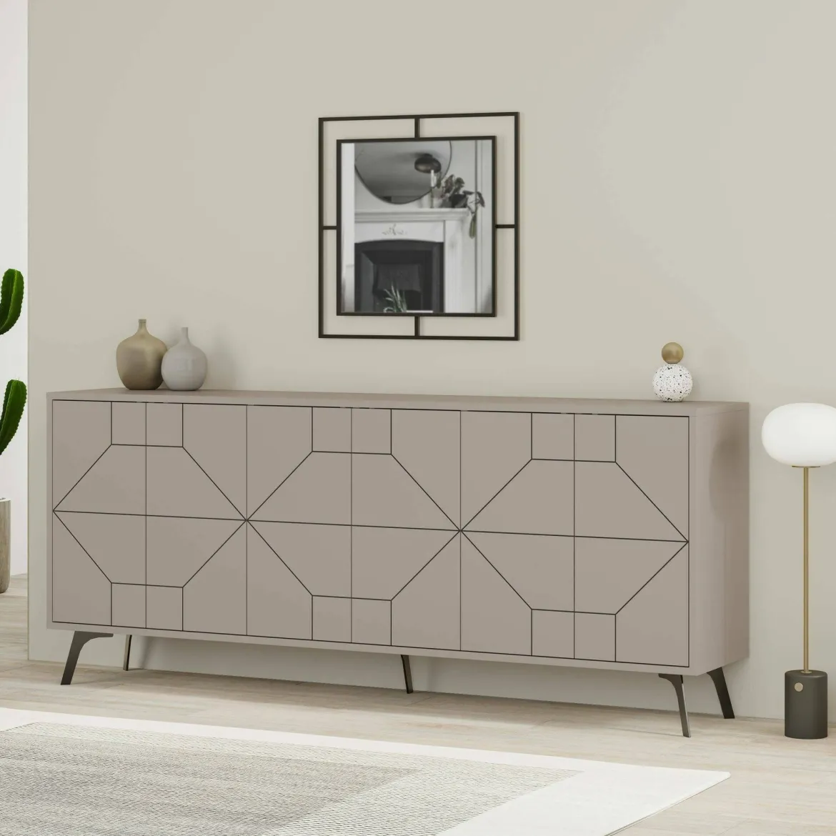 Credenza tortora 184x35x77h cm 6 ante - Africo