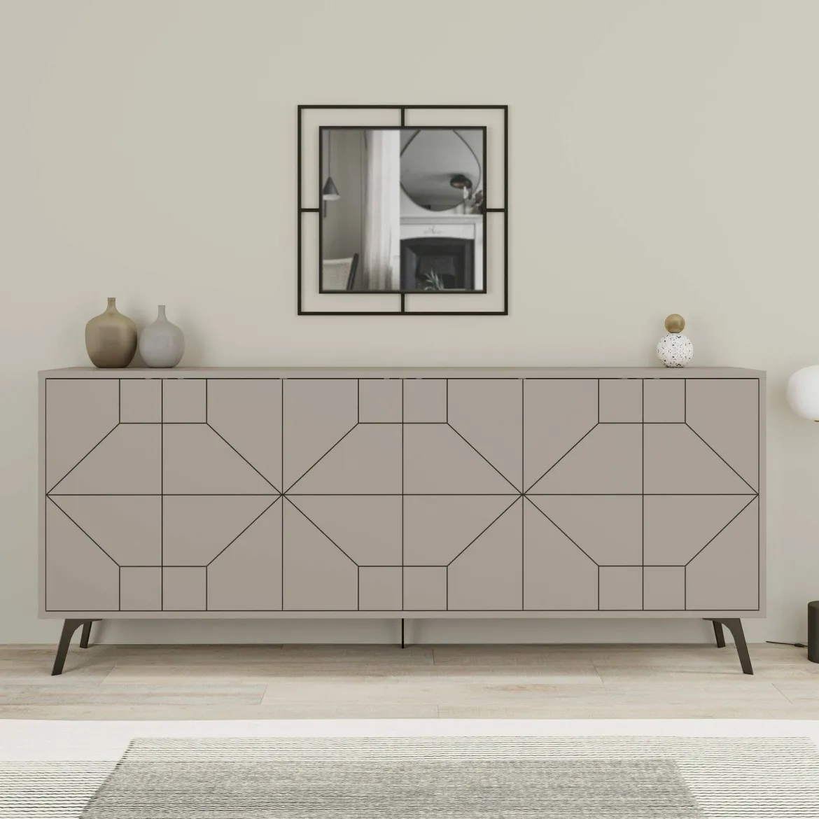 Credenza tortora 184x35x77h cm 6 ante - Africo