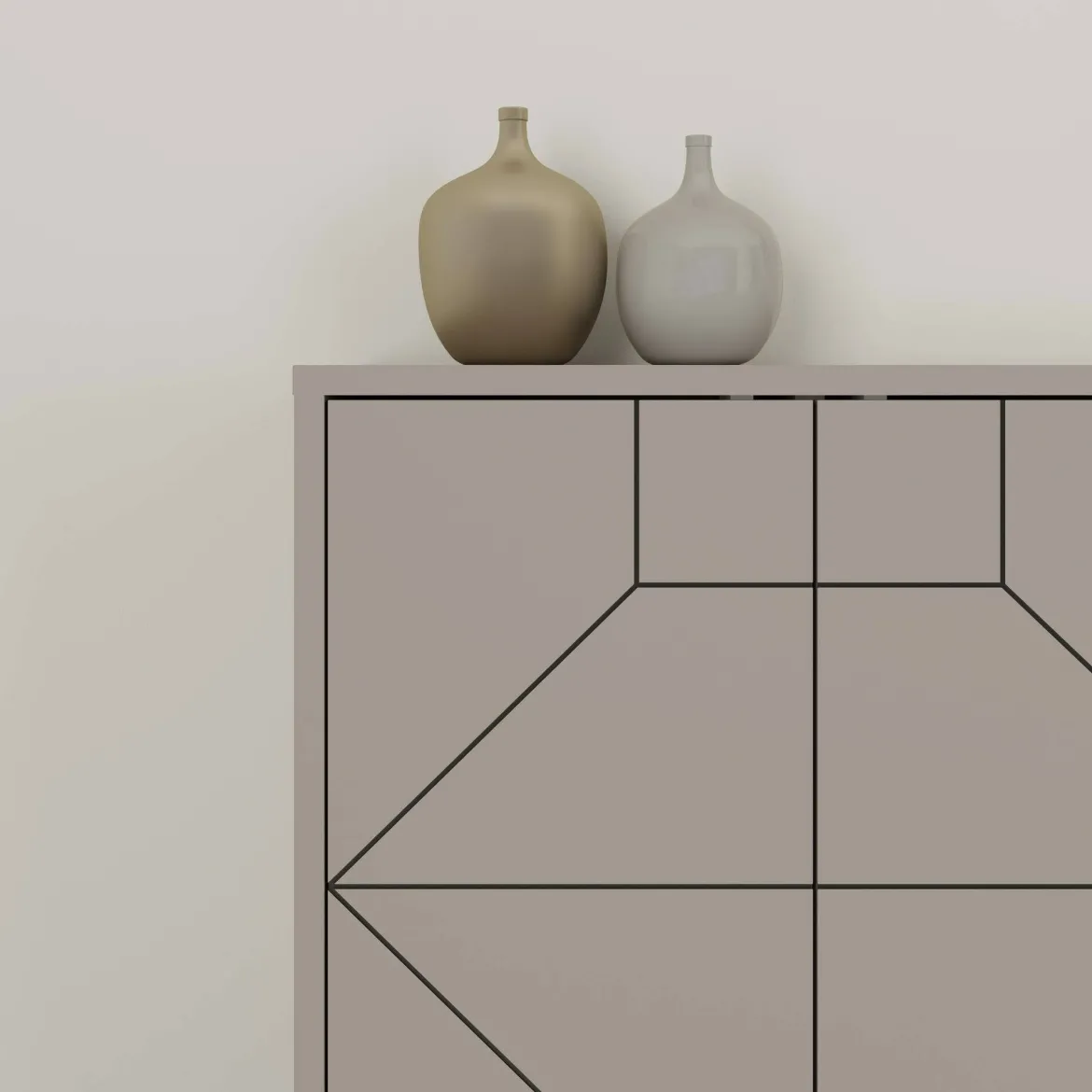 Credenza tortora 184x35x77h cm 6 ante - Africo