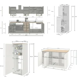 Cucina Bianco Lucido Marrone Rovere Modulabile 30 Ripiani, 3 Cassetti Made in Italy - Armend