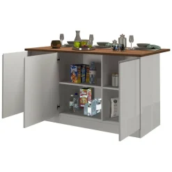 Cucina Bianco Lucido Marrone Rovere Modulabile 30 Ripiani, 3 Cassetti Made in Italy - Armend