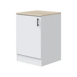 Cucina Bianco Marrone Rovere 3 Ripiani 3 Cassetti, Apertura Battente, Scorrevole - Zafrena