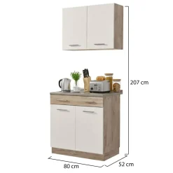 Cucina Bianco Marrone Rovere un Cassetto 4 Ripiani, 6 Ante - Lanzo