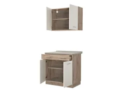 Cucina Bianco Marrone Rovere un Cassetto 4 Ripiani, 6 Ante - Lanzo