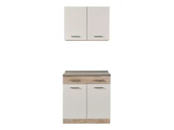 Cucina Bianco Marrone Rovere un Cassetto 4 Ripiani, 6 Ante - Lanzo