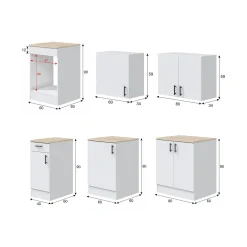 Cucina Bianco Marrone Rovere un Cassetto Modulabile, 6 Ripiani - Telinea