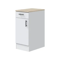Cucina Bianco Marrone Rovere un Cassetto Modulabile, 6 Ripiani - Telinea