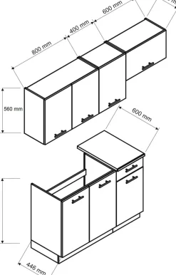 Cucina Marrone Rovere Modulabile un Cassetto, 3 Ripiani - Sora