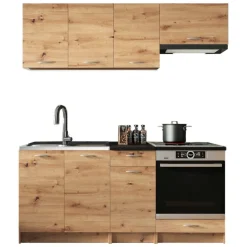 Cucina Marrone Rovere Nodi Modulabile un Cassetto, un Ripiano - Urzulei