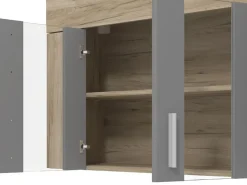 Cucina Nero Antracite Marrone Rovere un Cassetto 4 Ripiani, 8 Ante - Solarolo