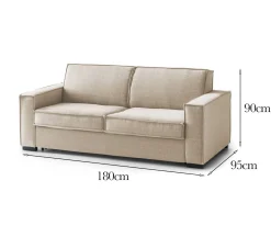 Divano con braccioli beige 220x95x70h cm - Lepidolite