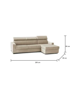 Divano con braccioli beige 260x95x85h cm - Angera