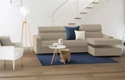 Divano con braccioli beige 260x95x85h cm - Angera