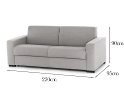 Divano con braccioli grigio 260x95x85h cm - Angera