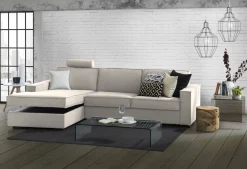 Divano con braccioli tortora 260x95x90h cm - Sodalite