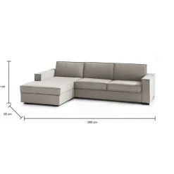 Divano con braccioli tortora 340x170x70h cm - Atrillo