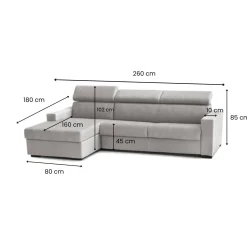 Divano contenitore grigio 260x95x85h cm - Aryaly