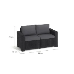 Divano da esterno Roberval, 141x68 h72 cm, Antracite