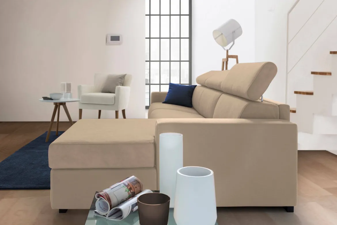 Divano design beige 280x95x85h cm - Ameno