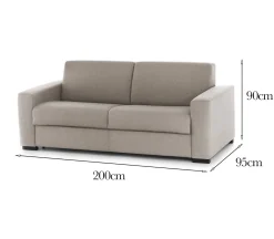 Divano design tortora 200x95x90h cm - Azier