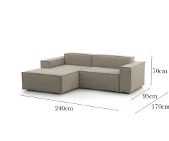 Divano design tortora 300x170x70h cm - Ananas