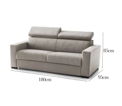 Divano elegante tortora 180x95x85h cm - Nukualofa